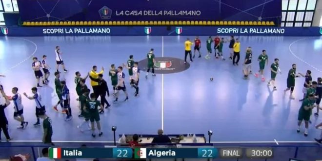 JM/Handball: la sélection algérienne de handball (messieurs) a fait match nul face à son homologue italienne 22 à 22 (mi-temps : 12-8). - Réveil d'algérie